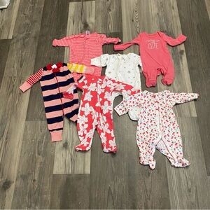 Baby Girls Footsies One Piece Bundle Long Sleeve  3 months